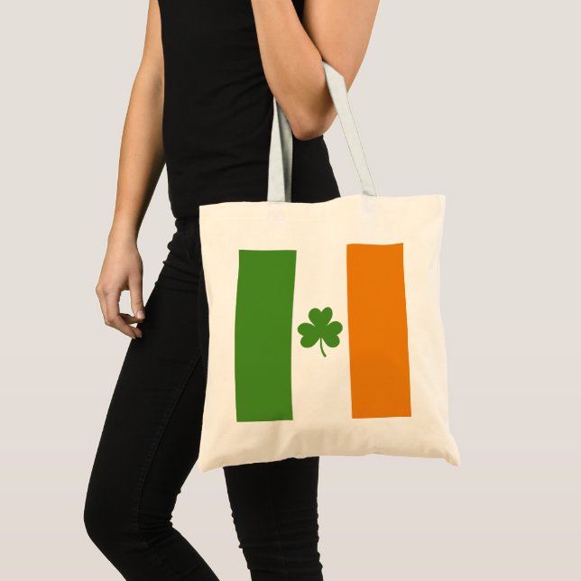 Bolsa Tote Bandeira Irlandesa Dia de São Patrício com Shamroc (Frente (produto))