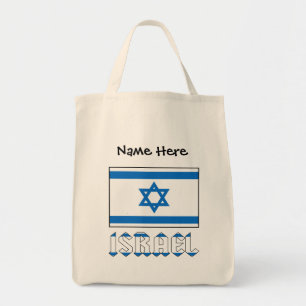 Bolsa Tote Bandeira Israelense Preta Personalizada Israel 