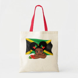 Bolsa Tote Bandeira jamaicana com flor de moça e hibisco