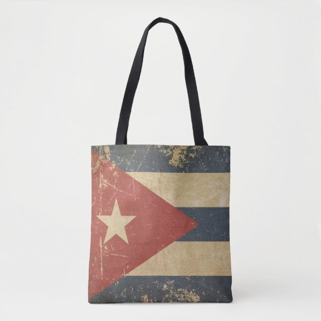 Bolsa Tote Bandeira lisa envelhecida cubano (Frente)
