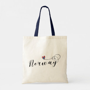 Bolsa Tote Bandeira Norueguesa em Coração, Noruega Grande Tot