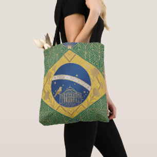 Bolsa Tote Bandeira Patrimonial Art Déco Nome Personalizado
