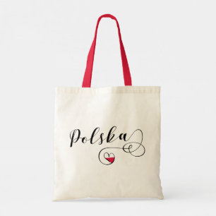 Bolsa Tote Bandeira Polonesa no Coração, Polônia Polska