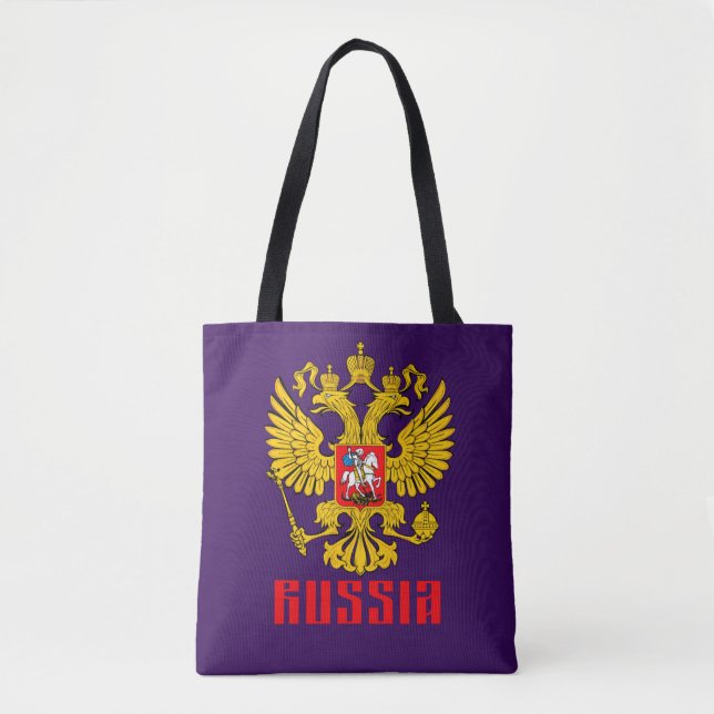 Bolsa Tote Bandeira russa Águia imperial russa ortodoxa russa (Frente)