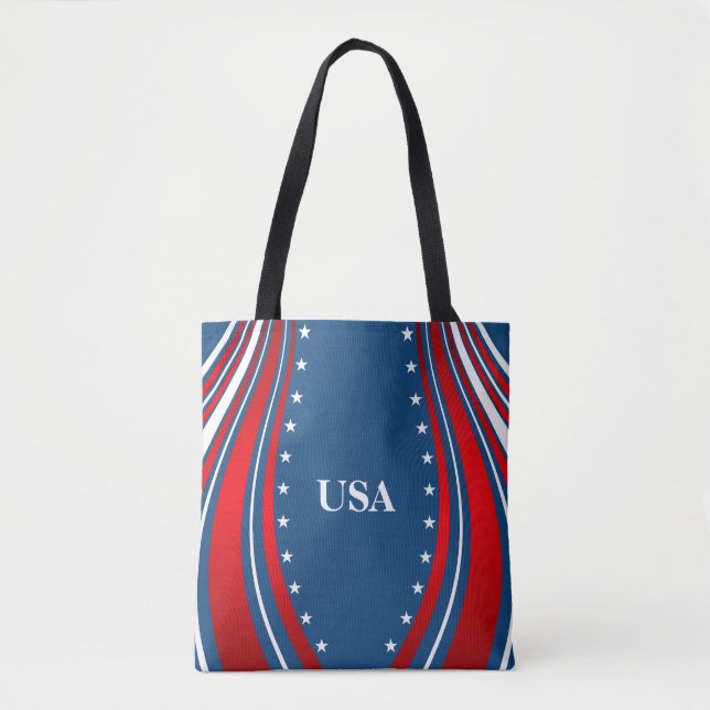 Bolsa Tote Bandeira Vermelha Branca Americana (Frente)