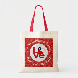 Bolsa Tote Bandeira Vermelha do Chile LOVE Personalizada 