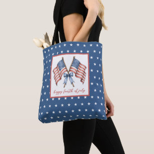 Bolsa Tote Bandeiras Patrióticas Americanas Quatro de Julho