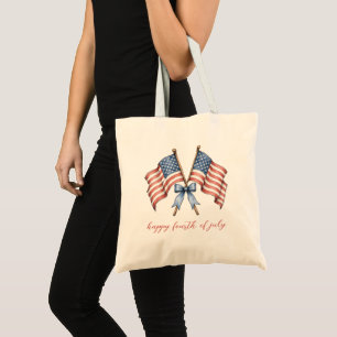 Bolsa Tote Bandeiras Patrióticas Americanas Quatro de Julho