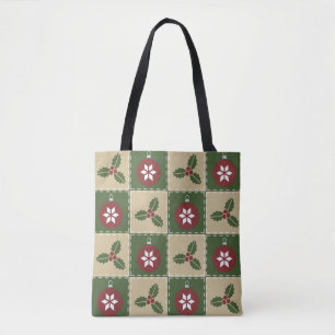 Bolsa Tote Bandeja All-Over-Impressão do Quilt de Natal