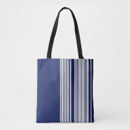 Bolsa Tote Bandeja Branca e Azul Chic com Destaques Pretos