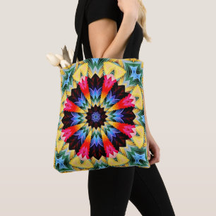 Bolsa Tote Bandeja de Abstrato de Flor Amarelo