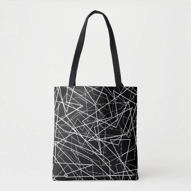 Bolsa Tote Bandeja de Abstrato preto e branco moderno (Frente)