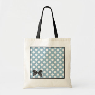 Bolsa Tote Bandeja de Arte Azul Pálida Bolinhas