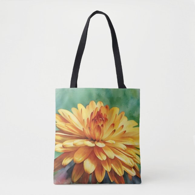 Bolsa Tote Bandeja de Arte Floral da Flor de Mãe Dourada (Frente)