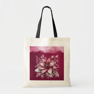 Bolsa Tote Bandeja de Bandas Florais de Feriado Rosa