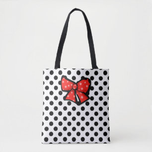 Bolsa Tote Bandeja de Bolinhas Preta e Branca