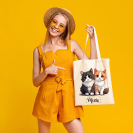 Bolsa Tote Bandeja de design de casal de de gato adorável