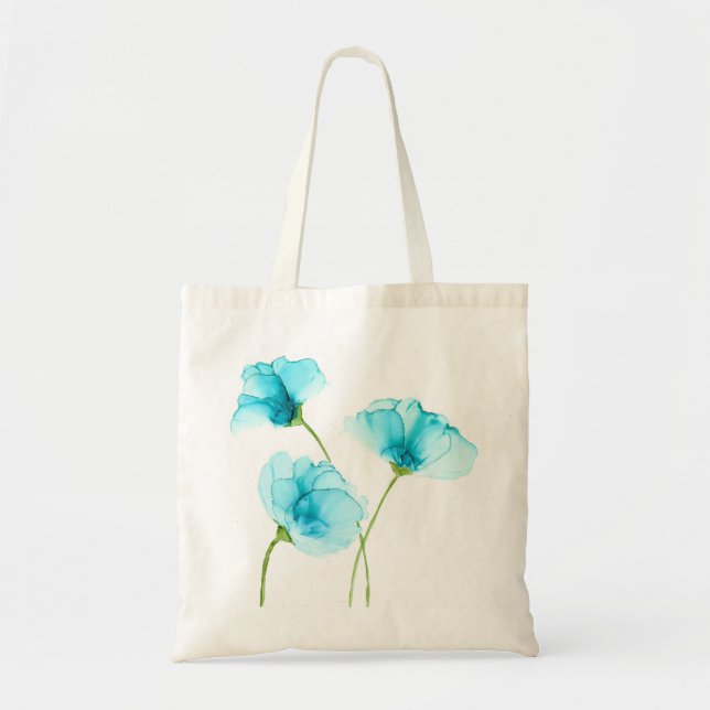 Bolsa Tote Bandeja de Flores Azuis (Frente)