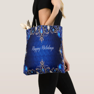 Bolsa Tote Bandeja de Natal Azul Decorativo