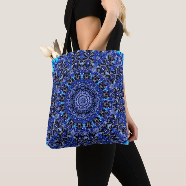Bolsa Tote Bandeja de Natal Azul Decorativo (Close Up)
