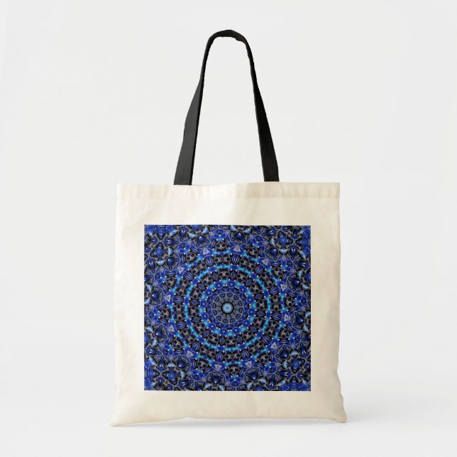 Bolsa Tote Bandeja de Natal Azul Decorativo (Frente)