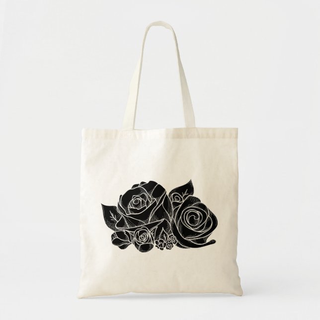 Bolsa Tote Bandeja de Rosas Pretos (Frente)