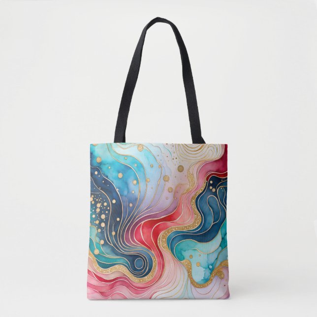 Bolsa Tote Bandeja de Tinta Abstrato Colorida (Frente)