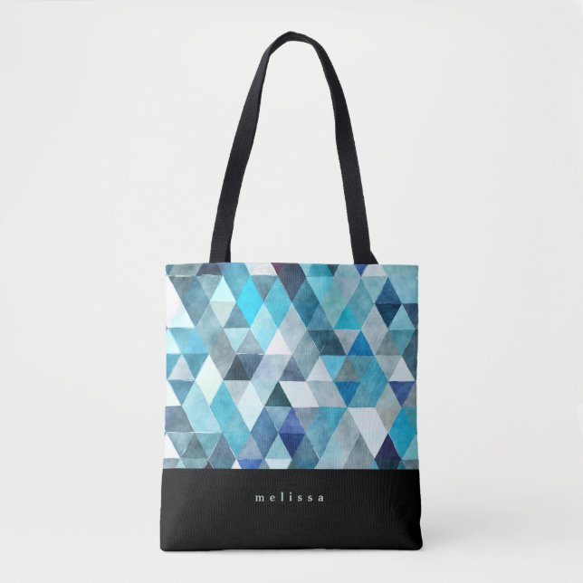 Bolsa Tote Bandeja de Toque Abstrato Azul Moderno (Frente)