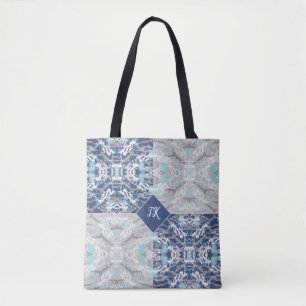 Bolsa Tote Bandeja de Toque Azul e Cinza
