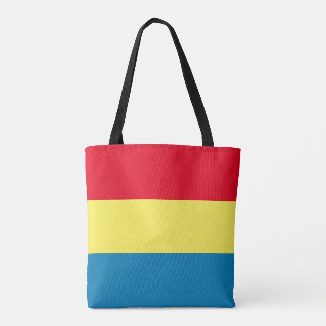 Bolsa Tote Bandeja de Toques Azul, Amarelo e Vermelho (Verso)