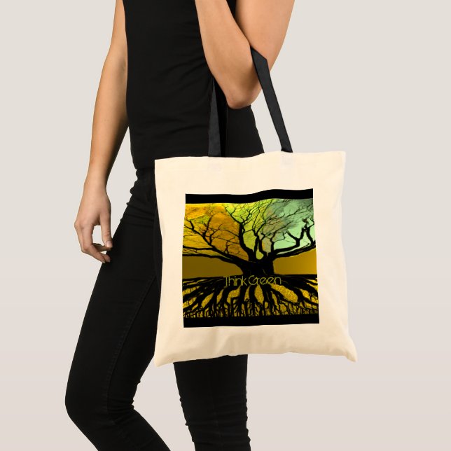 Bolsa Tote Bandeja de Toques da Árvore do pense verde - (Frente (produto))