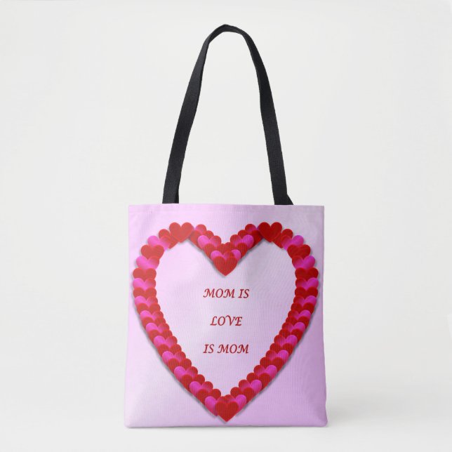 Bolsa Tote Bandeja de Toques Vermelho e Cor-de-Rosa (Frente)