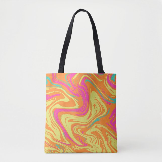 Bolsa Tote Bandeja de Tota Cor-de-rosa com padrão líquido (Frente)