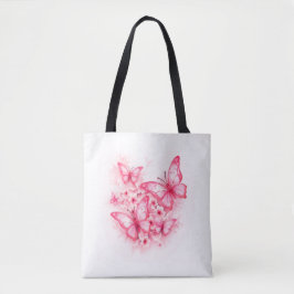 Bolsa Tote Bandeja de Tota de Borboleta Rosa na moda e Espaci