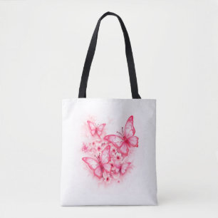 Bolsa Tote Bandeja de Tota de Borboleta Rosa na moda e Espaci