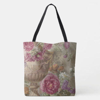 Bolsa Tote Bandeja de Tota de Buquê Floral Antiquada