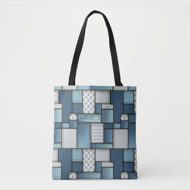 Bolsa Tote Bandeja de Tota de Denim Incluso (Frente)