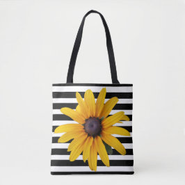 Bolsa Tote Bandeja de Tota de Flor Amarelo Preto