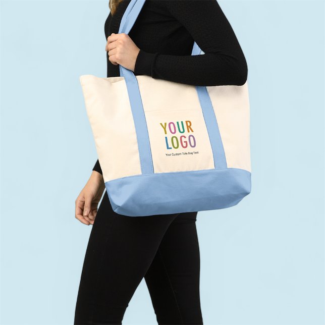 Bolsa Tote Bandeja de Tota Personalizada com Impulso Azul Cla (MISOOK Impulse Large Logo Tote Bag with Light Blue Trim)