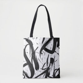 Bolsa Tote Bandeja do Grafite abstrato - Preto e Branco Negri