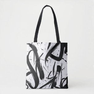 Bolsa Tote Bandeja do Grafite abstrato - Preto e Branco Negri