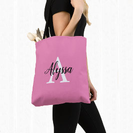 Bolsa Tote Bandeja do Monograma Personalizado, Cor-de-Rosa, n