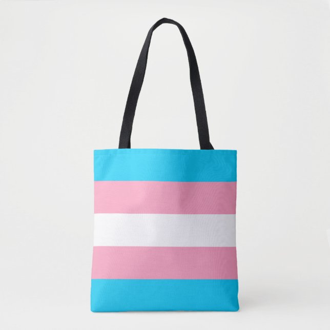 Bolsa Tote Bandeja do Orgulho Transgênero Bandeira Cor-de-Ros (Frente)