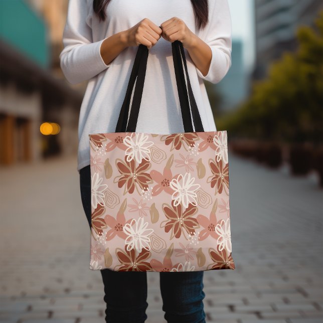 Bolsa Tote Bandeja Floral de Impressão, Design de Flor Na mod (Criador carregado)