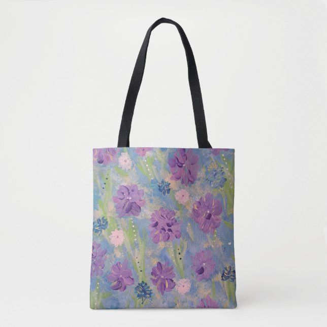 Bolsa Tote Bandeja Floral de Toques do Buquê primavera (Frente)