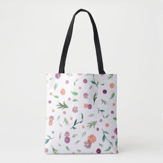 Bolsa Tote Bandeja Floral Patterno - Bandeja Na moda diária (Frente)