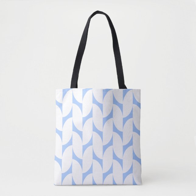 Bolsa Tote Bandeja Geométrica Azul e Branco Moderno (Frente)