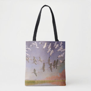 Bolsa Tote Bando de Íbis Voando Sobre Áreas Úmidas, Aves Anti
