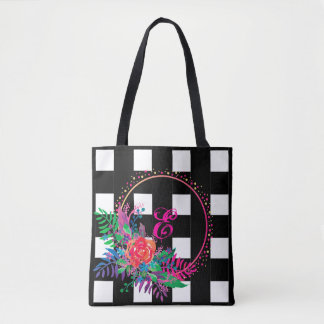 Bolsa Tote bando floral controlado personalizado com fronteir
