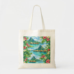 Bolsa Tote Bangalô sobre Água em Bora Bora Tropical